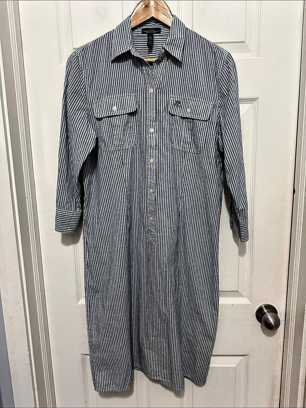 Lauren Ralph Lauren Jeans Co. Blue and White Stripes Shirt Dress